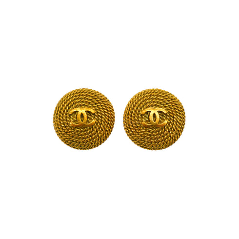 VINTAGE CHANEL EARRINGS COCOMARK CIRCLE GOLD ACCESSORY 95P 90347797