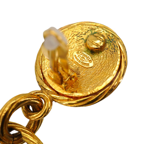 VINTAGE CHANEL EARRINGS COCOMARK CIRCLE SWING GOLD ACCESSORY 93P 90335758