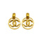VINTAGE CHANEL EARRINGS COCOMARK CIRCLE SWING GOLD ACCESSORY 96P 90350433