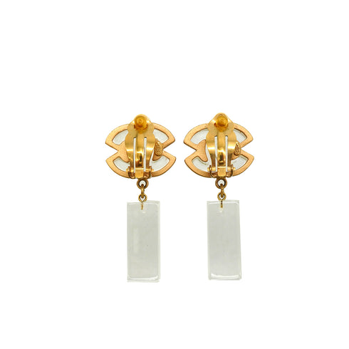 VINTAGE CHANEL EARRINGS COCOMARK CLEAR SWING GOLD ACCESSORY 01P 90347802