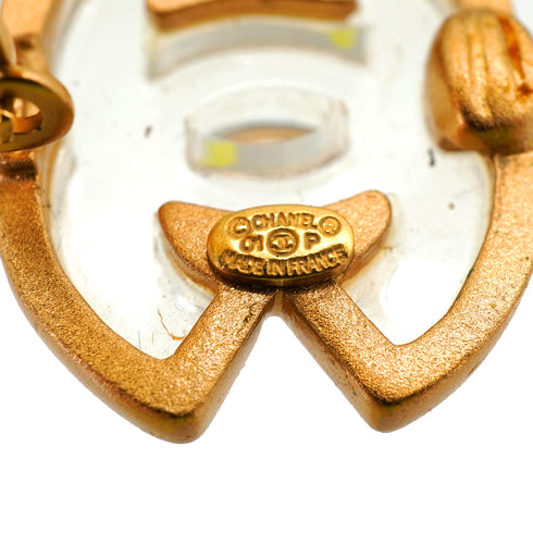 VINTAGE CHANEL EARRINGS COCOMARK CLEAR SWING GOLD ACCESSORY 01P 90347802