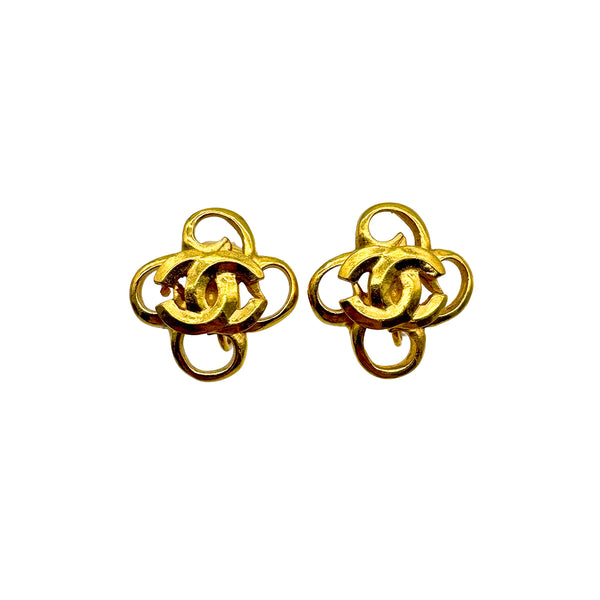 VINTAGE CHANEL EARRINGS COCOMARK CLOVER ACCESSORY 98P 90328937