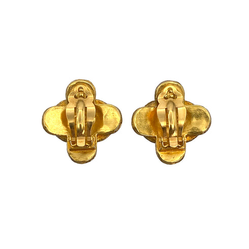VINTAGE CHANEL EARRINGS COCOMARK CLOVER MOTIF ACCESSORY 94A 90321178