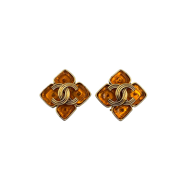 VINTAGE CHANEL EARRINGS COCOMARK GRIPOIX ACCESSORY 94A 90326873