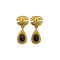VINTAGE CHANEL EARRINGS COCOMARK CRYSTAL DROP BLACK STONE GOLD ACCESSORY 96A 90321107