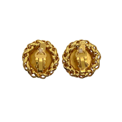VINTAGE CHANEL EARRINGS COCOMARK EAR OF RICE MOTIF CHAIN GOLD ACCESSORY 23 90321038