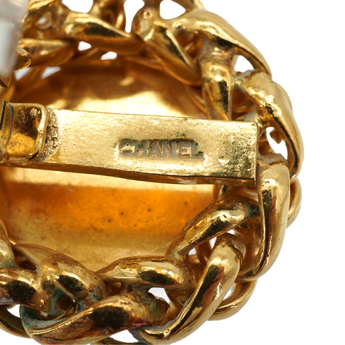 VINTAGE CHANEL EARRINGS COCOMARK EAR OF RICE MOTIF CHAIN GOLD ACCESSORY 90339117