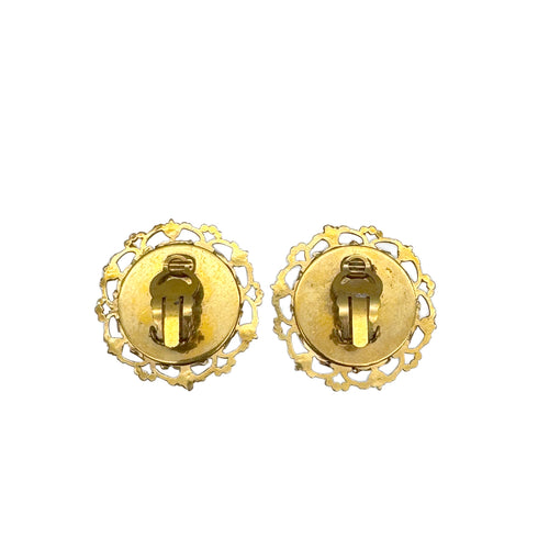 VINTAGE CHANEL EARRINGS COCOMARK FAUX PEARL GOLD ACCESSORY 93P 90320175