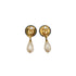 VINTAGE CHANEL EARRINGS COCOMARK FAUX PEARL ROUND SWING GOLD BLACK ACCESSORY 94A 90337685