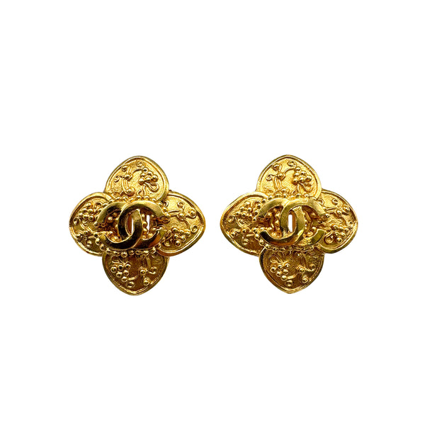 VINTAGE CHANEL EARRINGS COCOMARK FLOWER ACCESSORY 96A 90326619