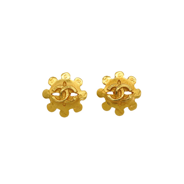 VINTAGE CHANEL EARRINGS COCOMARK FLOWER GOLD ACCESSORY 94P 90347848