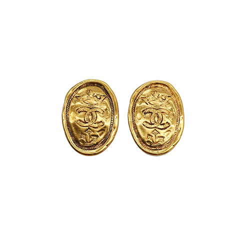 VINTAGE CHANEL EARRINGS COCOMARK GOLD ACCESSORY 26 90321097