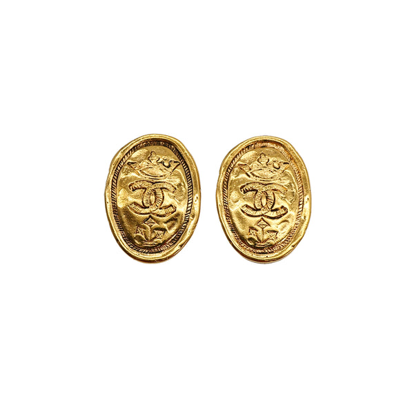 VINTAGE CHANEL EARRINGS COCOMARK GOLD ACCESSORY 26 90321097