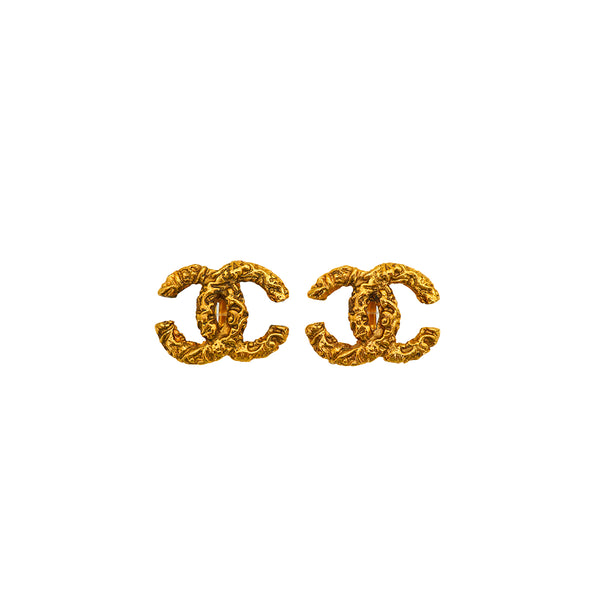 VINTAGE CHANEL EARRINGS COCOMARK GOLD ACCESSORY 93A 90347808