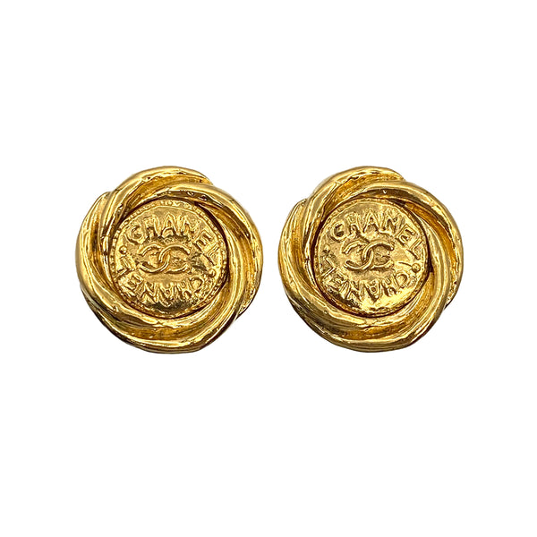 VINTAGE CHANEL EARRINGS COCOMARK GOLD ACCESSORY 93P 90321040