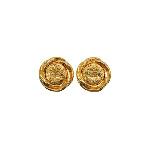VINTAGE CHANEL EARRINGS COCOMARK GOLD ACCESSORY 93P 90337673