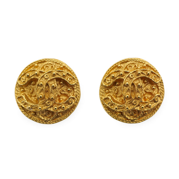 VINTAGE CHANEL EARRINGS COCOMARK GOLD ACCESSORY 94A 90319972