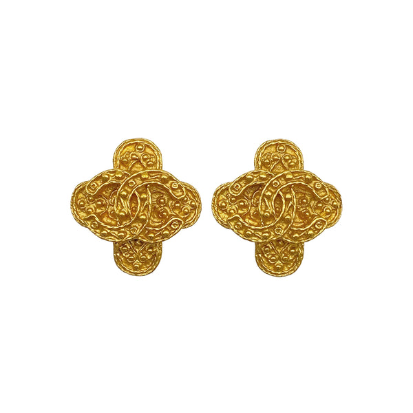 VINTAGE CHANEL EARRINGS COCOMARK GOLD ACCESSORY 94A 90325292