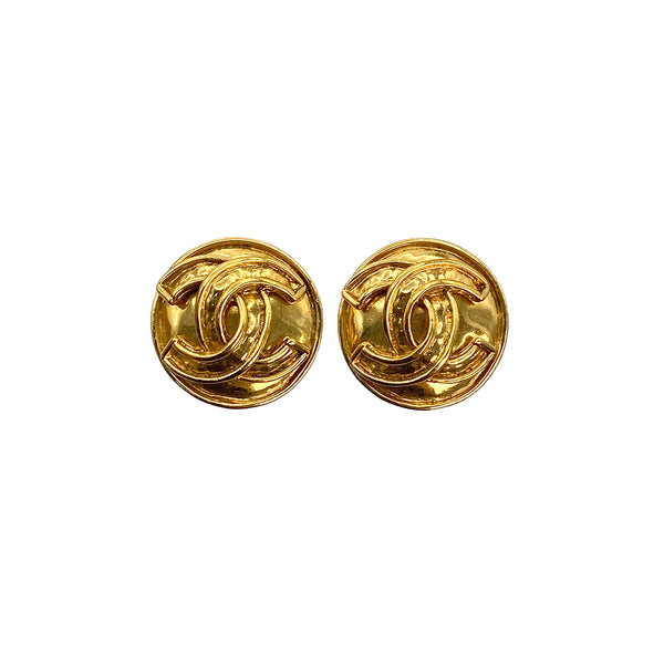 VINTAGE CHANEL EARRINGS COCOMARK GOLD ACCESSORY 94P 90321053