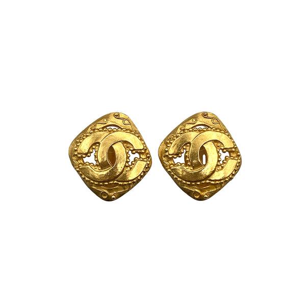 VINTAGE CHANEL EARRINGS COCOMARK GOLD ACCESSORY 96A 90328129