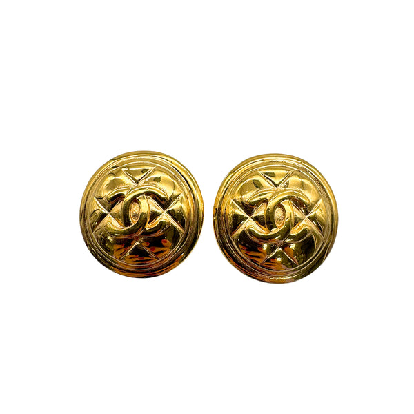 VINTAGE CHANEL EARRINGS COCOMARK GOLD ACCESSORY 90328947