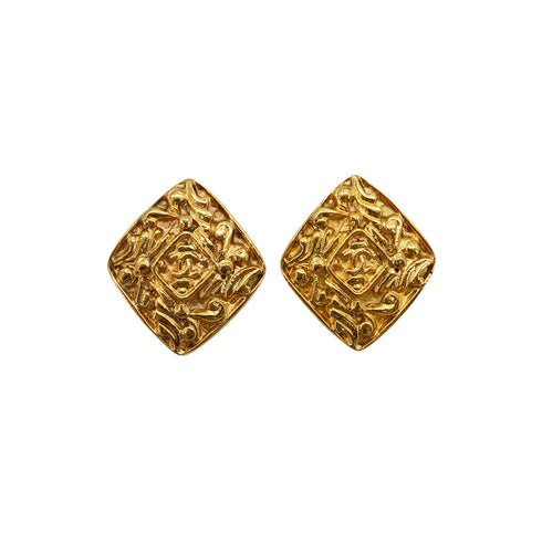 VINTAGE CHANEL EARRINGS COCOMARK GOLD ACCESSORY 90330665