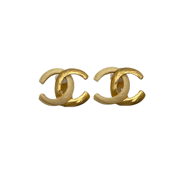VINTAGE CHANEL EARRINGS COCOMARK GOLD BEIGE ACCESSORY 90321029