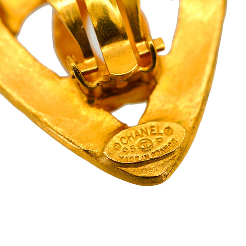 VINTAGE CHANEL EARRINGS COCOMARK HEART GOLD ACCESSORY 95P 90347803
