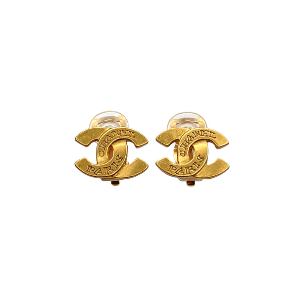 VINTAGE CHANEL EARRINGS COCOMARK LOGO GOLD ACCESSORY 99A 90326226