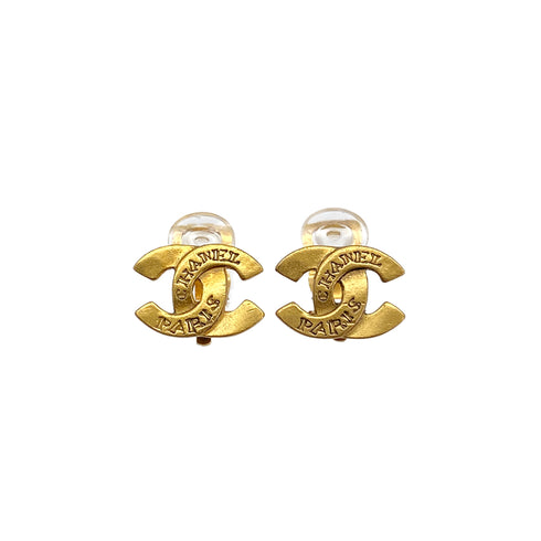 VINTAGE CHANEL EARRINGS COCOMARK LOGO GOLD ACCESSORY 99A 90328003