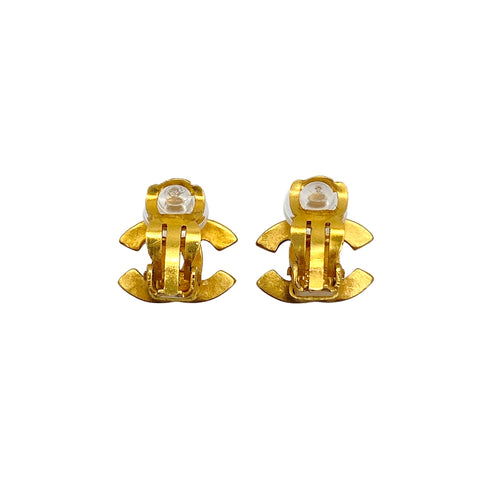 VINTAGE CHANEL EARRINGS COCOMARK LOGO GOLD ACCESSORY 99A 90328003
