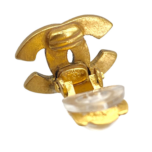 VINTAGE CHANEL EARRINGS COCOMARK LOGO GOLD ACCESSORY 99A 90328003