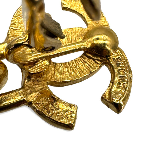 VINTAGE CHANEL EARRINGS COCOMARK LOGO PLATE GOLD ACCESSORY 90322935