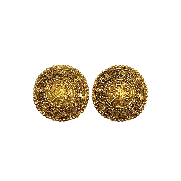 VINTAGE CHANEL EARRINGS COCOMARK LOGO ROUND ACCESSORY 90327881