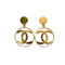 VINTAGE CHANEL EARRINGS COCOMARK LOGO SWING GOLD ACCESSORY 90339681