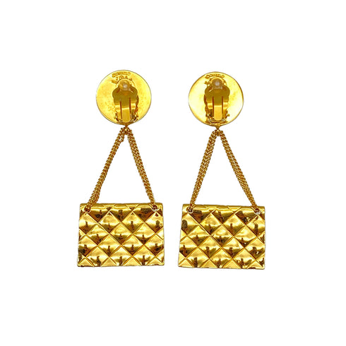 VINTAGE CHANEL EARRINGS COCOMARK MATELASSE BAG MOTIF ACCESSORY 26 90325782