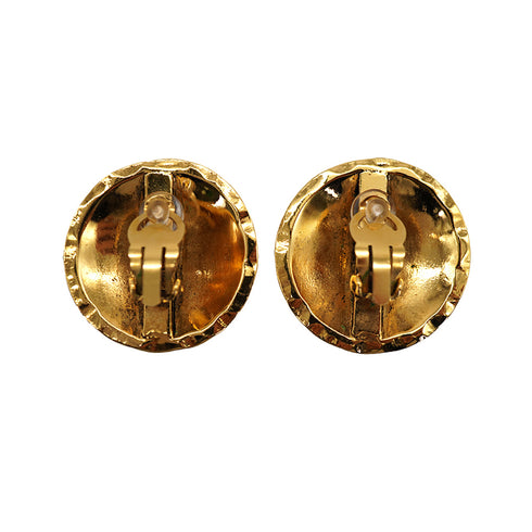 VINTAGE CHANEL EARRINGS COCOMARK MATELASSE GOLD ACCESSORY 90331810
