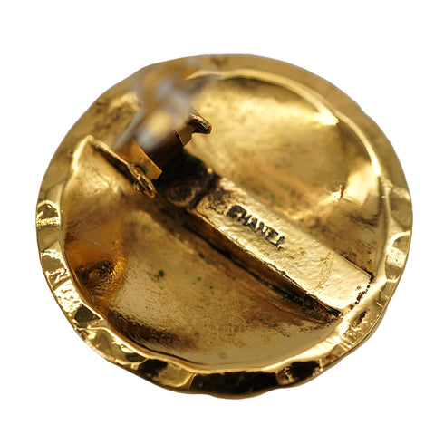 VINTAGE CHANEL EARRINGS COCOMARK MATELASSE GOLD ACCESSORY 90331810