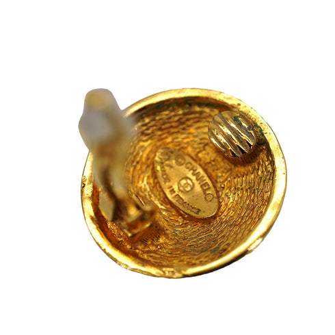 VINTAGE CHANEL EARRINGS COCOMARK MATELASSE GOLD ACCESSORY 90331814