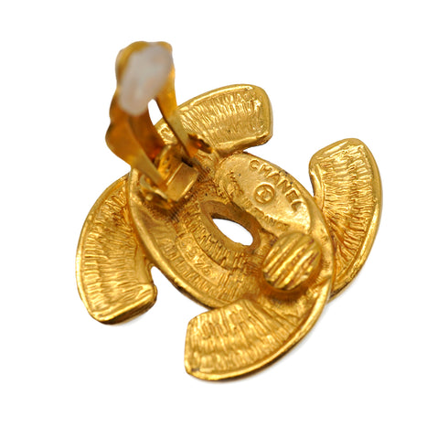 VINTAGE CHANEL EARRINGS COCOMARK MATELASSE GOLD ACCESSORY 90334185