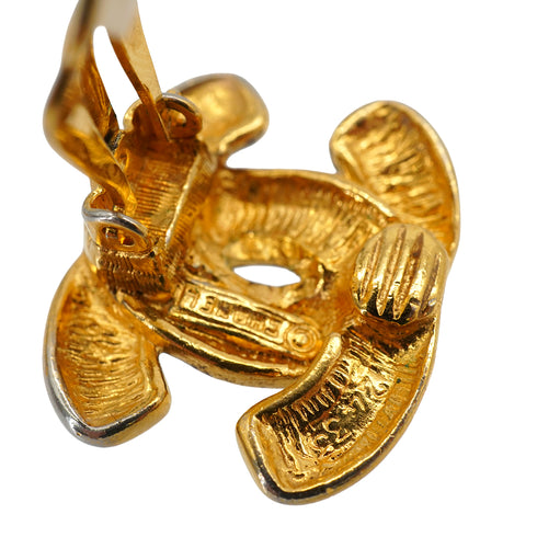 VINTAGE CHANEL EARRINGS COCOMARK MATELASSE GOLD ACCESSORY 90334253