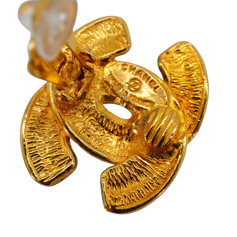 VINTAGE CHANEL EARRINGS COCOMARK MATELASSE GOLD ACCESSORY 90334258