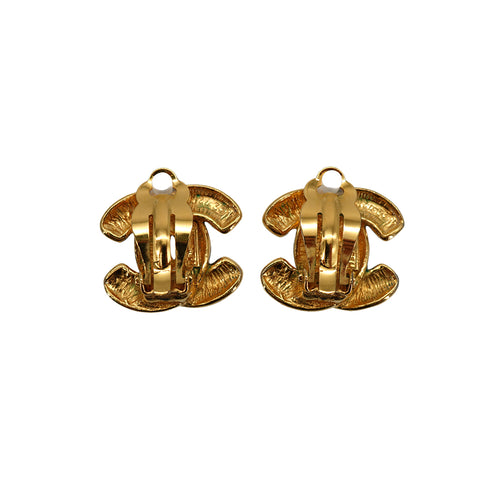 VINTAGE CHANEL EARRINGS COCOMARK MATELASSE GOLD ACCESSORY 90335640