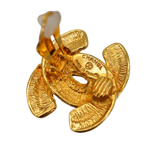 VINTAGE CHANEL EARRINGS COCOMARK MATELASSE GOLD ACCESSORY 90335755
