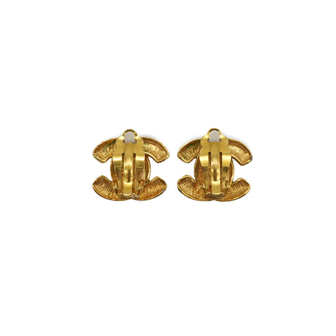 VINTAGE CHANEL EARRINGS COCOMARK MATELASSE GOLD ACCESSORY 90337705