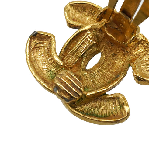 VINTAGE CHANEL EARRINGS COCOMARK MATELASSE GOLD ACCESSORY 90337705