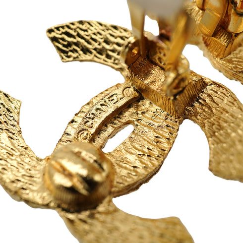 VINTAGE CHANEL EARRINGS COCOMARK MATELASSE GOLD ACCESSORY 90346882