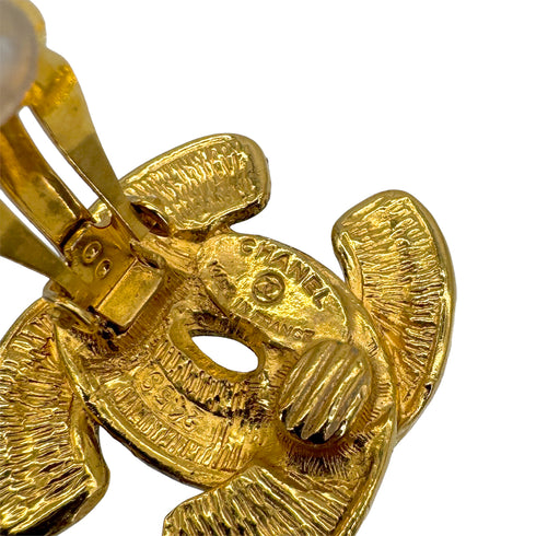 VINTAGE CHANEL EARRINGS COCOMARK MATELASSE GOLD ACCESSORY 90322130