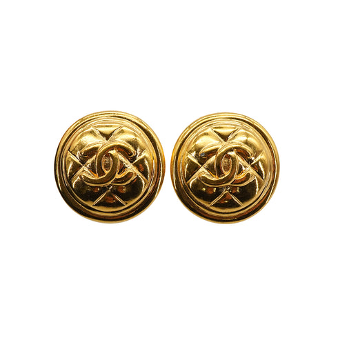 VINTAGE CHANEL EARRINGS COCOMARK MATELASSE ROUND ACCESSORY 90334883