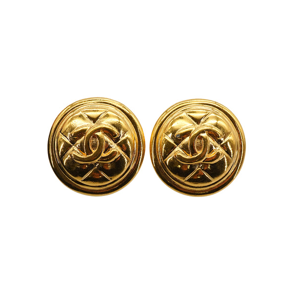 VINTAGE CHANEL EARRINGS COCOMARK MATELASSE ROUND ACCESSORY 90334883